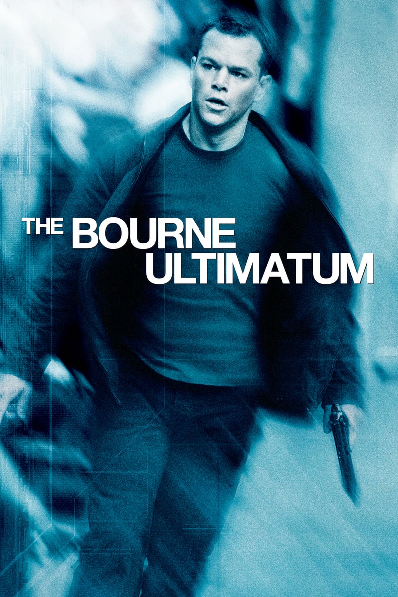 Matt Damon as Jason Bourne running toward the camera on The Bourne Ultimatum poster.