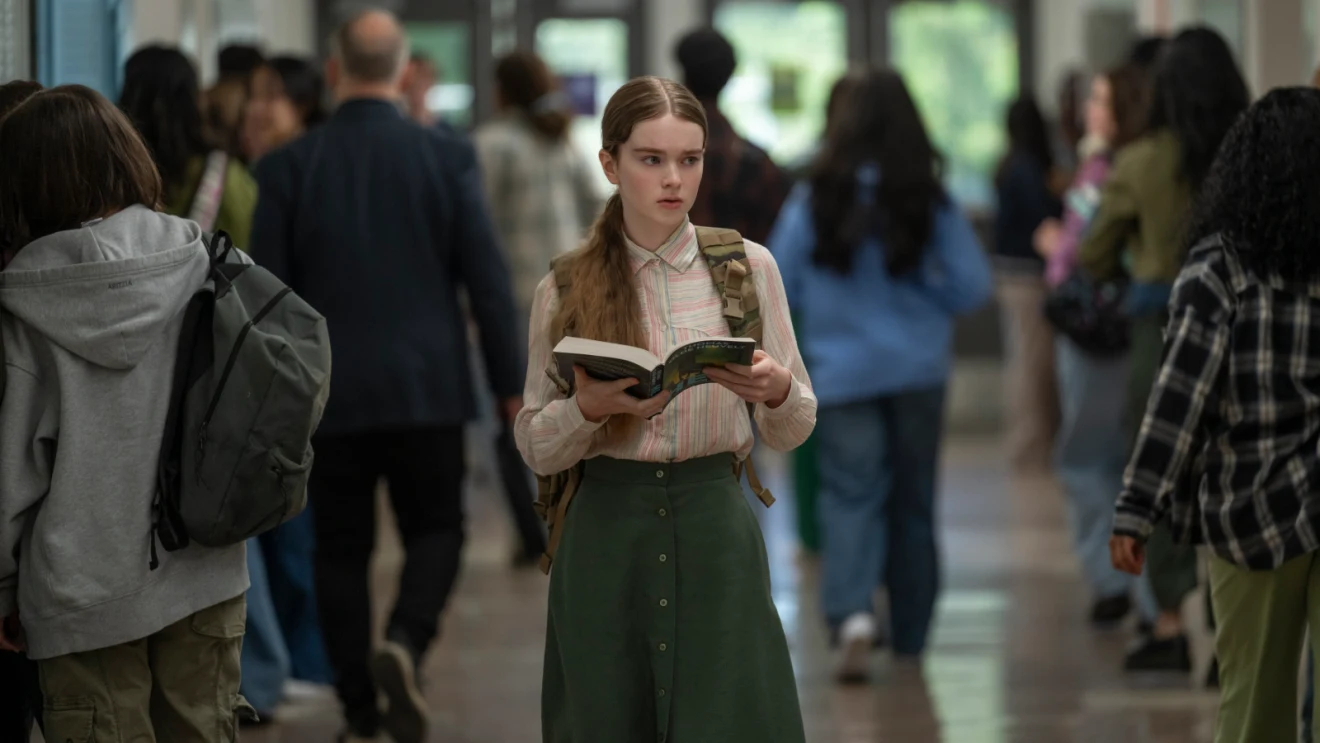 Carrie White played by Summer H. Howell standing among other students in the Prime Video series Carrie (2026).