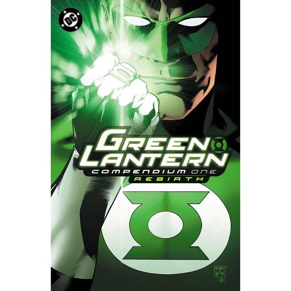 Hal Jordan charges his Green Lantern power ring on the official cover of DC’s Green Lantern: Rebirth Compendium.