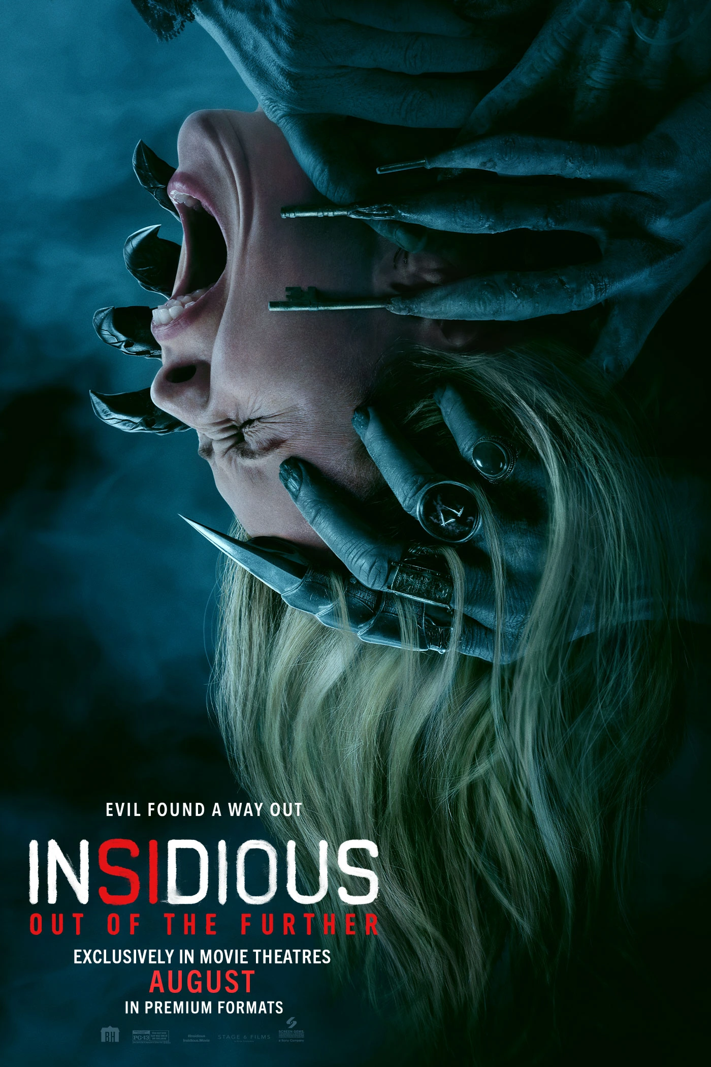 Official Insidious: Out of the Further poster showing Gemma surrounded by dark hands.