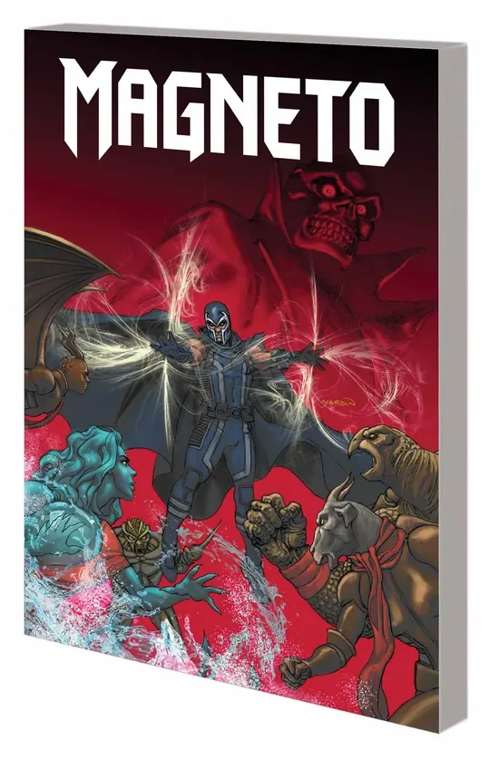 Marvel’s Magneto Vol. 2: Reversals collected-book cover shows a helmeted Magneto wielding his powers, with the Red Skull looming behind him.