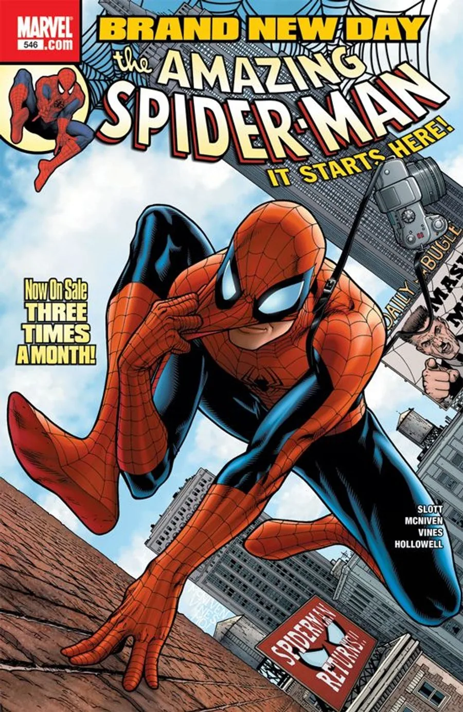 Marvel's official The Amazing Spider-Man #546 comic cover featuring Spider-Man and the Brand New Day relaunch artwork.