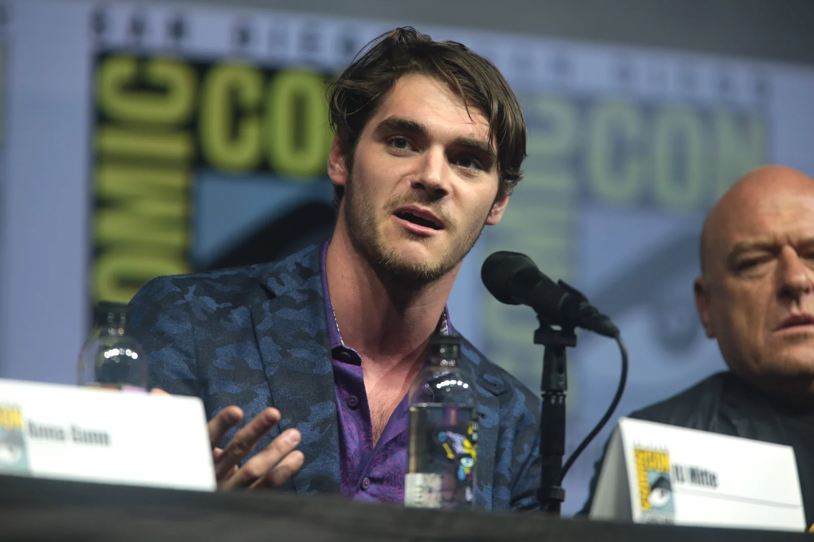 RJ Mitte speaking at the Breaking Bad 10th anniversary reunion panel at San Diego Comic-Con in July 2018.