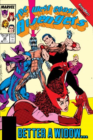 Cover of West Coast Avengers #44, part three of John Byrne's Vision Quest story.
