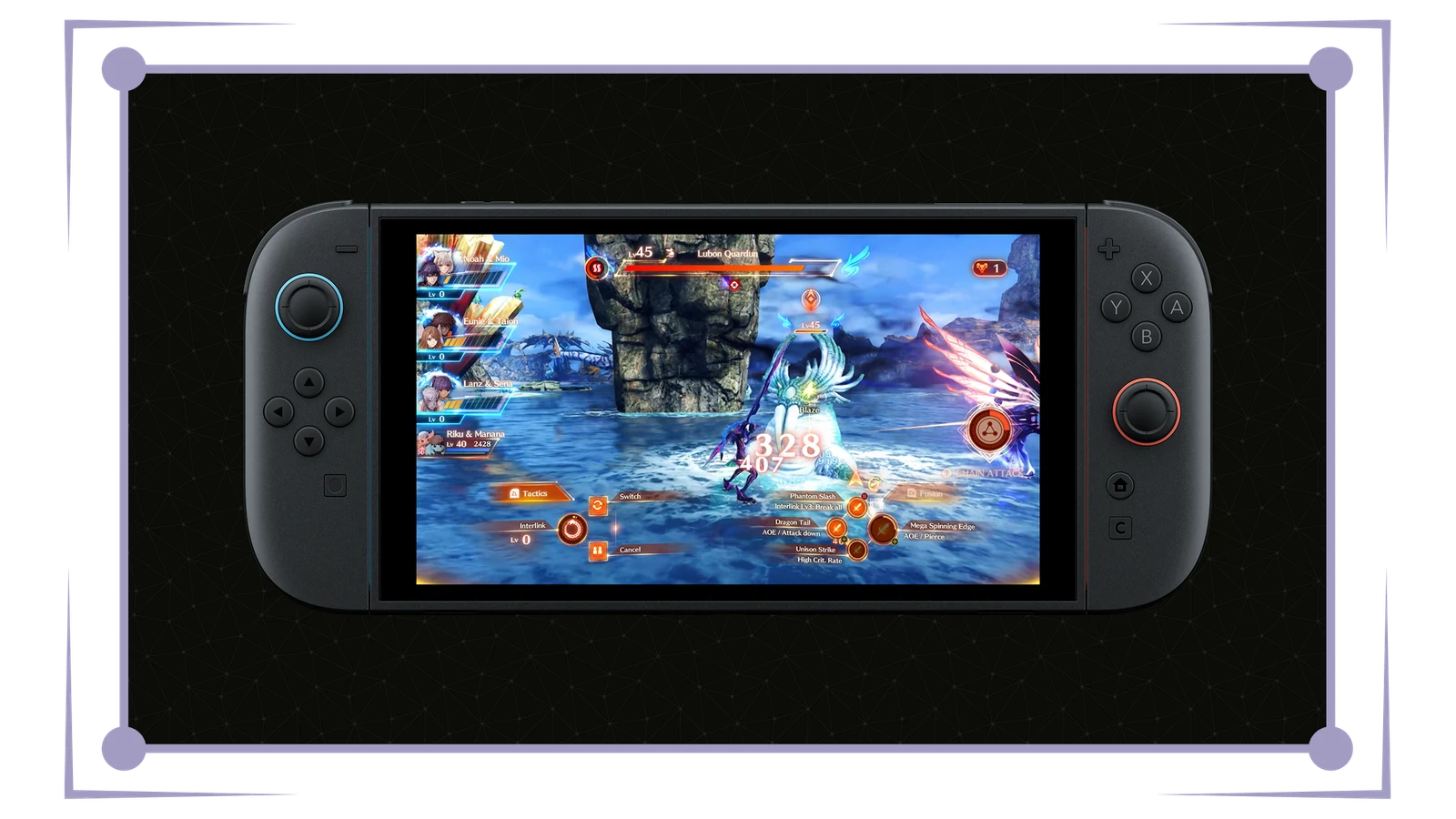 Nintendo Switch 2 handheld mode showing Xenoblade Chronicles 3's battle UI in Full HD